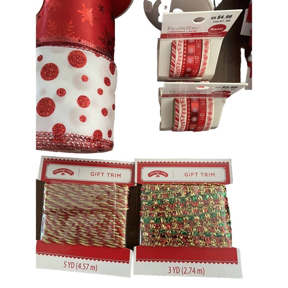 26-Pc Lot Asstd Christmas Gift Wrap Ribbon,‎ Trim, Craft Tape, Cord, Twine Decor - Picture 3 of 8